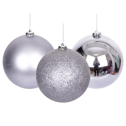 50mm/9Pcs Christmas Baubles Shatterproof Mid Grey, Christmas Tree Decorations Ball Ornaments Balls Xmas Hanging Decorations Holiday Decor - Shiny,Matte,Glitter