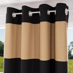 Soleil d'ocre, Curtain with Eyelets Washed Cotton 135 x 250 cm Jute