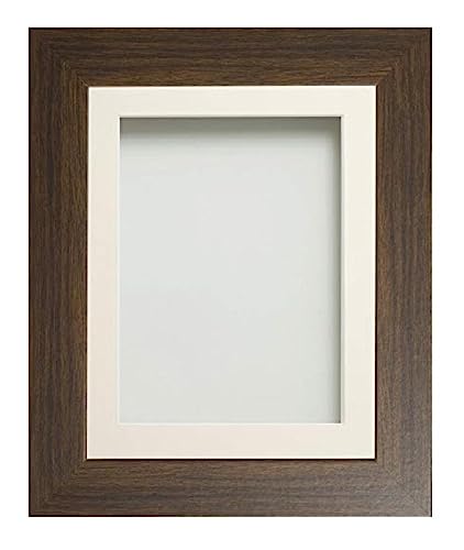 Frame Company Watson Brown Picture Photo Frame fitted with Perspex, 16x12 inch with Ivory Mount for image size 13x9 inch