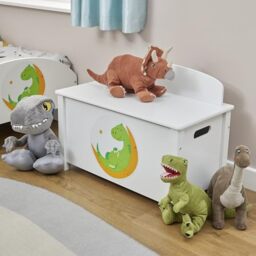 Liberty House Toys Kid's Wooden Dinosaur Toy Box, White by Amazon