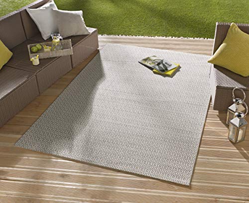 NORTHRUGS Indoor and Outdoor Rug Coin 140 x 200 cm - Weatherproof Modern Plain All-Over Plain Design Runner for Balcony Patio Garden Conservatory Living Room Rug Waterproof in Grey