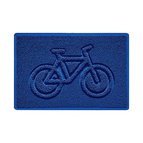 Nicoman Bike Embossed Shape Door Mat Dirt-Trapper Jet-Washable Doormat-(Use Indoor or Sheltered Outdoor)- (60x40cm/23.6x15.7inches, Small) Blue