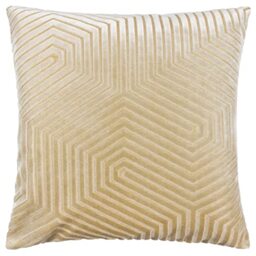 Paoletti Evoke Velvet Feather Filled Cushion – Luxurious Chevron Pattern Decorative Square Pillow With Filling (Ivory - 45x45cm)