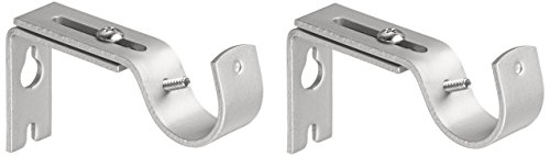 Amazon Basics Metal Curtain Pole Wall Brackets with Adjustable Length of 7 - 11 cm for up to 25 mm Curtain Rod, Set of 2, Nickel