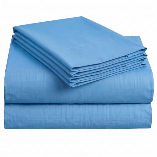 "Full XL 100% Microfiber Double Brushed Sheet Set - Extra-Soft, Breathable & Wrinkle-Free - 15"" Deep Pockets, 54"" x 80"" - Ideal for Extra Long Full Beds - 4PC Set (Full XL, Light Blue)"