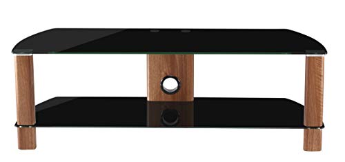Alphason Century 1200 TV Stand - Walnut & Black Glass
