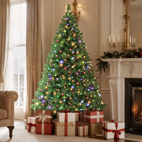 YITAHOME Slim Artificial Christmas Tree with 200 Pre-lit LEDs, 700 Tips, Realistic Fir with Foldable Hinge System & Metal Stand, Quick Setup for Home or Business, 182cm H x 65cm W