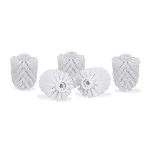 Relaxdays toilet brush head in a set of 5, loose toilet brushes 9.5 mm thread, replacement brush head diameter 9 x 7 cm, white