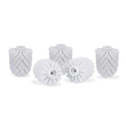 Relaxdays toilet brush head in a set of 5, loose toilet brushes 9.5 mm thread, replacement brush head diameter 9 x 7 cm, white