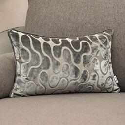 Yangest Silver Grey Velvet Wave Lumbar Throw Pillow Cover Wavy Line Luxury Cushion Case Modern Zippered Rectangular Pillowcase for Sofa Couch Bedroom Living Room Home Decorative, 12x20 Inch