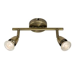 Amalfi 2 Way Adjustable Bar Spotlight Fixture - IP20 Semi Flush Ceiling Light - GU10 LED Compatible Spotlight Lamp - Residential and Commercial Dimmable Light Fitting - Antique Brass Finish