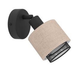 Eglo Indoor wall Light Rosley, wall lamp with swivelling Spotlight, wall spot Made of Textile in Natural and Black Metal, Living Room and Bedroom Lighting, E14 Socket