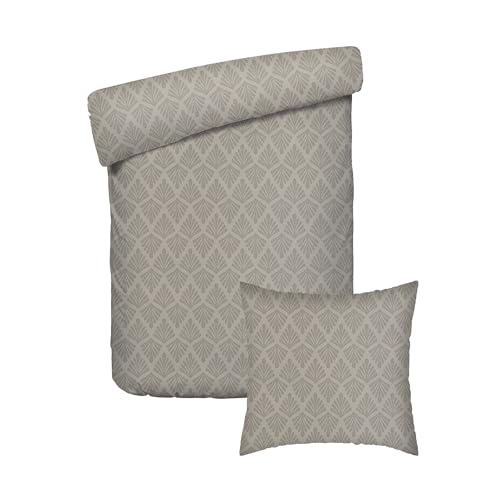 Pure Cotton 2-Piece Single Bedding Set – Duvet Cover 140 x 200 cm and 1 Pillowcase 63 x 63 cm – 100% Cotton Satin, 80 Thread Count – Oeko-TEX Certified – Botanical Accord – Taupe