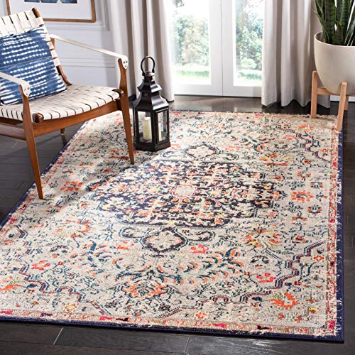 SAFAVIEH Boho Rug for Living Room, Dining Room, Bedroom - Madison Collection, Short Pile, in Beige and Black, 122 X 183 cm