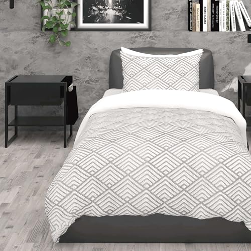 Intemporel Soleil d'Ocre 3D Microfibre Duvet Cover Set 140 x 200 cm Laya Grey