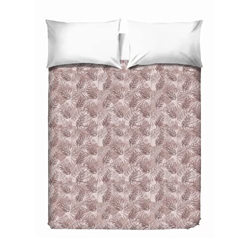 PENSIERI DELICATI Double Bedspread 260 x 280 cm, Single Sheet 100% Cotton Pique, Ideal as Furnishing Towel, 2 Squares Bed Blanket, Tropical Pink Pattern, 100% Made in Italy