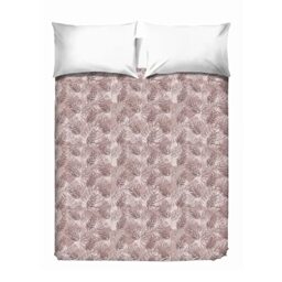 PENSIERI DELICATI Double Bedspread 260 x 280 cm, Single Sheet 100% Cotton Pique, Ideal as Furnishing Towel, 2 Squares Bed Blanket, Tropical Pink Pattern, 100% Made in Italy