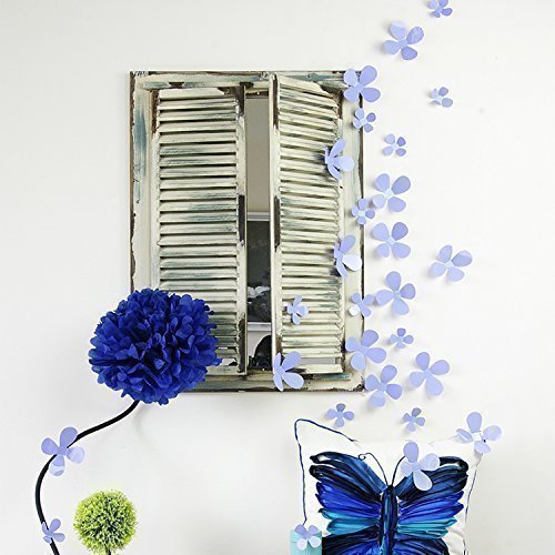 Walplus Lavender 3D Flowers Wall Stickers Removable Self-Adhesive Mural Art Decals Vinyl Home Decoration DIY Living Bedroom Office D??cor Wallpaper Kids Room Gift, 9 x 9 cm