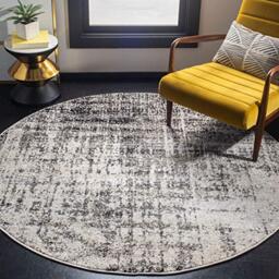 Safavieh Modern Rug for Living Room, Dining Room, Bedroom - Adirondack Collection, Short Pile, in Silver and Black, 122 X 122 cm