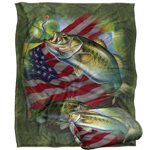Jq Licensing Patriotic Bass Fishing American Flag Silky Touch Super Soft Throw Blanket 152 X 127 Cm