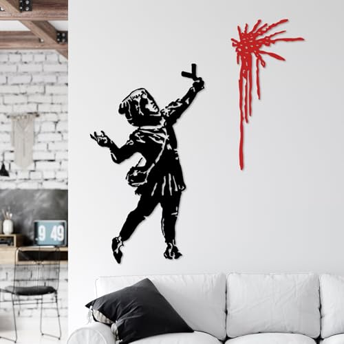 Hanah Home Stylish Black Decorative Metal Wall Accessory, 48 x 83 cm & 30 x 62 cm, 100% Metal, 1.5 mm Thick, Easy Wall Mounting, Perfect for Modern Decor