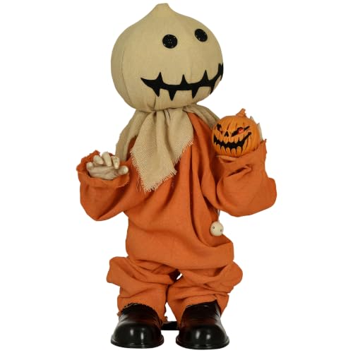 HOMCOM 77cm Outdoor Halloween Decoration Scarecrow Prop Motion Activated - Standing Scarecrow, Life Size, Sound Activated, Light Up Eyes, Howling Sound, Posable Arms, Moving Hands
