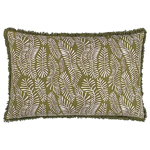 furn. Hoem Frond Reversible 100% Cotton Cushion Cover – Olive (40 x 60cm)