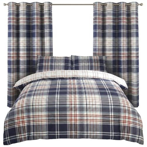 Rapport Home Room In A Bag - Check Pattern Duvet Cover Set Including Fitted Sheet, Curtains and Pillowcases (Kingsize)