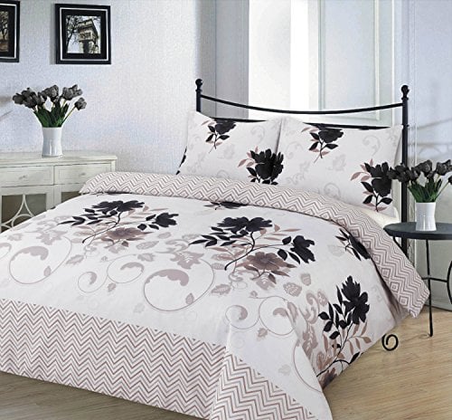 Kampala Hill Bethany Black Single Duvet Cover Set Polycotton Floral Bedding