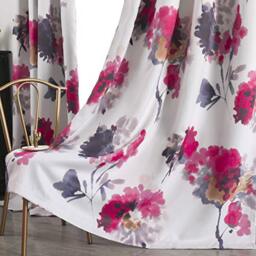 "Taisier Home Watercolor Red Floral Curtains for Guest Room, Grommet Printed Home Decorative Floral Painting Thermal Insulated Curtain Drape for Living Room Office Studio, 2 Panels,52"" W x 95"" L"