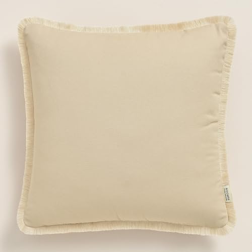 ROOM99 Boca Chica Decorative Cushion Cover Throw Cushion Cover Aesthetic Modern Bedroom Living Room Boho Cotton Beige 1 Piece 40 x 40 cm