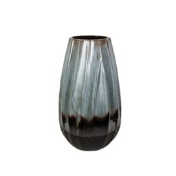 Romimex Vase Blue Black Blue/Black Ceramic 28 x 44 x 28 cm
