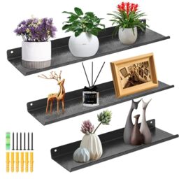 himaly Metal Wall Mounted Shelf, Set of 3 Floating Shelves, Display Shelf