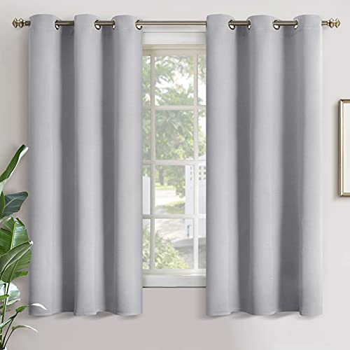 YoungsTex Light Grey Blackout Curtains 68 Inches Length for Bedroom - Thermal Insulated Window Drapes with Grommet Room Darkening Privacy for Bathroom Living Room, 2 Panels, 42 x 68 Inch