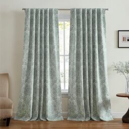 "Elrene Home Fashions Giovanni Medallion Block Print Blackout Lined Window Curtain Panel, 52""x84"", Sage"