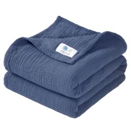 Lulu moon Muslin Quilt Blanket, Crib Blanket for Baby and Toddler,47x47 Inches(Blue)