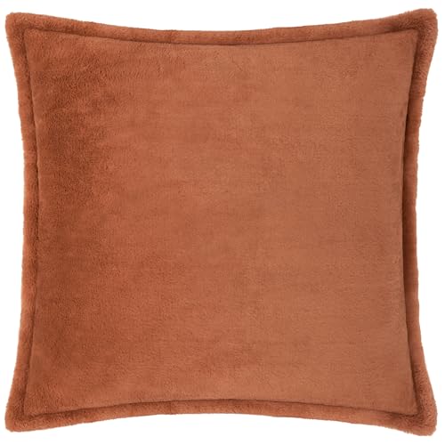 furn. Kallu Faux Fur Polyester Filled Cushion – Soft Fluffy Decorative Cushion with Oxford Edge (Rust - 45x45cm)