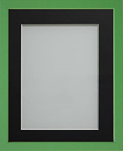 Frame Company Jellybean Range Green Wooden 12x10 inch Picture Photo Frame with Black Mount for Image 8x6 inch * Choice of Colours & Sizes* Fitted with Perspex