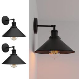 LEDSone Vintage Wall Sconce Black Antique 180 Degree Adjustable Industrial Wall Light for Restaurants Galleries Aisle Kitchen Room Doorway 2 Pack
