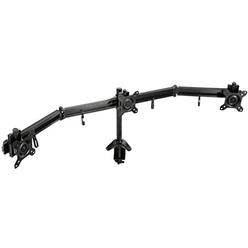 MOOL Professional Triple Desk Mount Arm Stand Bracket for 15-24-Inch LED/LCD Monitor Load Capacity upto 24 kg, Black