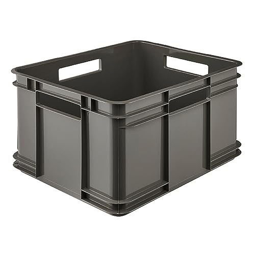 keeeper Storage Container with Carrying Handles, Euro-Box XL, Procyclen, 28 litres, Bruno Eco Line, Gray