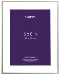 Hampton Frames - Mayfair Silver Plate Photo Frame, 6x8in (15x20cm), Bevel Cut White Mount, Glass Aperture, Freestanding or Wall Mount - Photo Display for Home or Office