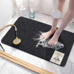 Asvin Soft Textured Bath, Shower, Tub Mat, 24x16 Inch, Phthalate Free, Non Slip Comfort Bathtub Mats with Drain, PVC Loofah Bathroom Mats for Wet Areas, Quick Drying