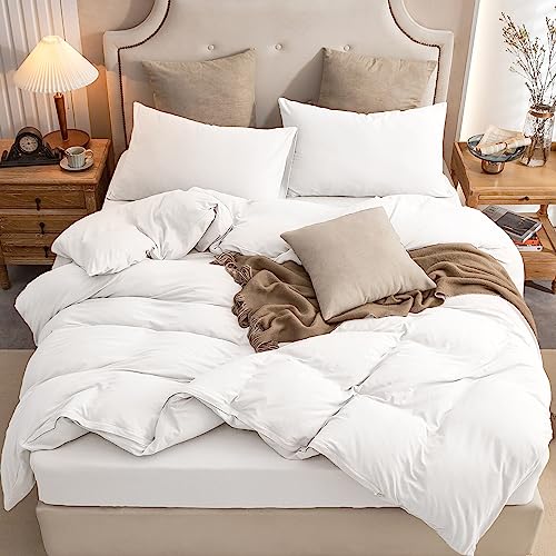PURE ERA Jersey Knit Duvet Cover Set 100% T-Shirt Cotton Super Soft Comfy 3pc Bedding Set with Zipper Closure (Solid Bright White, Full)