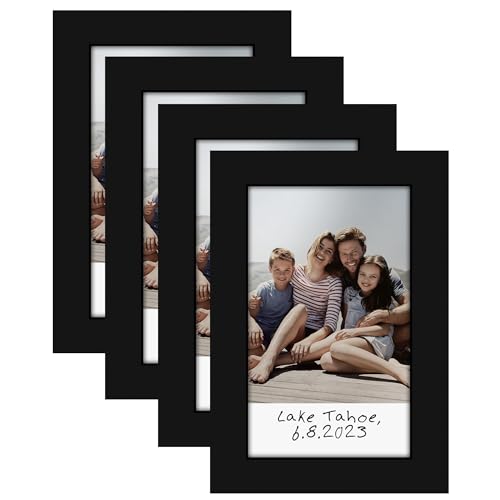 Americanflat 2x3 Picture Frame - Set of 4 - Use as 2x3 Frame for Instant-Print Photos - Black Mini Picture Frames for Tabletop and Wall Display with Polished Crystal-Clear Glass