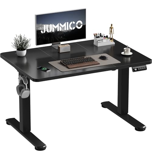 JUMMICO Electric Standing Desk 100 x 60 cm Home Office Height Adjustable Desk, Computer Lift Table with Smart Panel, Sit Stand Desk with Height Memory, Black