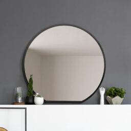 "The Circulus - Black Framed Flat Bottom Circular Wall Mirror - Perfect for the Mantle! 41"" X 39"" (105CM X 100CM)"