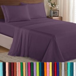Elegant Comfort Luxury Soft 1500 Premier Egyptian 4-Piece Premium Hotel Quality Wrinkle Resistant Coziest Bedding Set, All Around Elastic Fitted Sheet, Deep Pocket up to 16inch, Full, Purple
