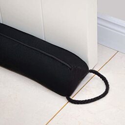 "Marwood Under Door Draught Excluder 96cm Wind Stopper for Door & Window, Removable & Washable Weighted French Air Door Draft Stopper Noise Blocker for Bottom of Door with Hanging Loops - Black 38"""