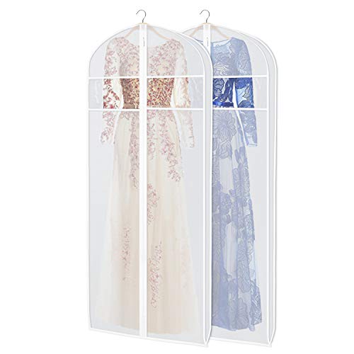 "Zilink Dress Garment Bags for Storage 72-inch with Clear Window and 3"" Gusset Dress Cover Bag for Long Evening Dresses,Fur Coat, Long Dress Gown Closet Storage"